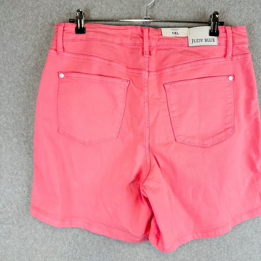 New Judy Blue Womans Sz 1XL Jean Denim Short High Rise Pink Stretch Pockets NWT - Picture 7 of 10